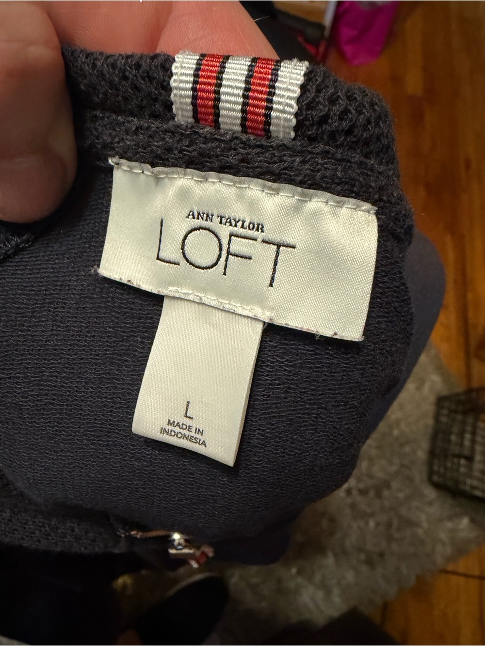 LOFT Navy Blue Zip-Up Hoodie - Picture 2 of 9